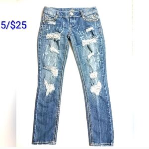 5 /$25 Almost Famous Distressed Straight Leg Jeans